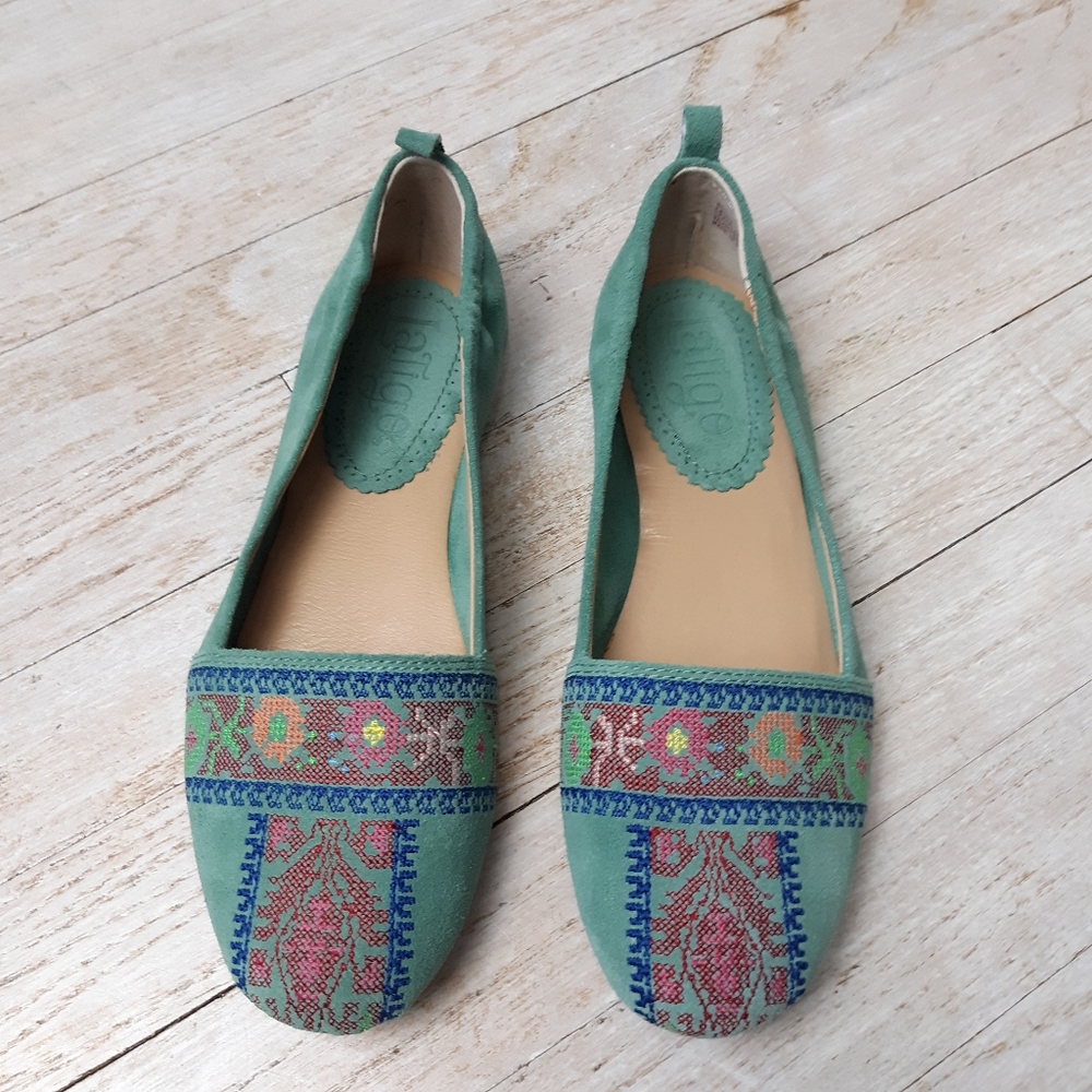Latigo Embroidered Suede Flats 7 Teal